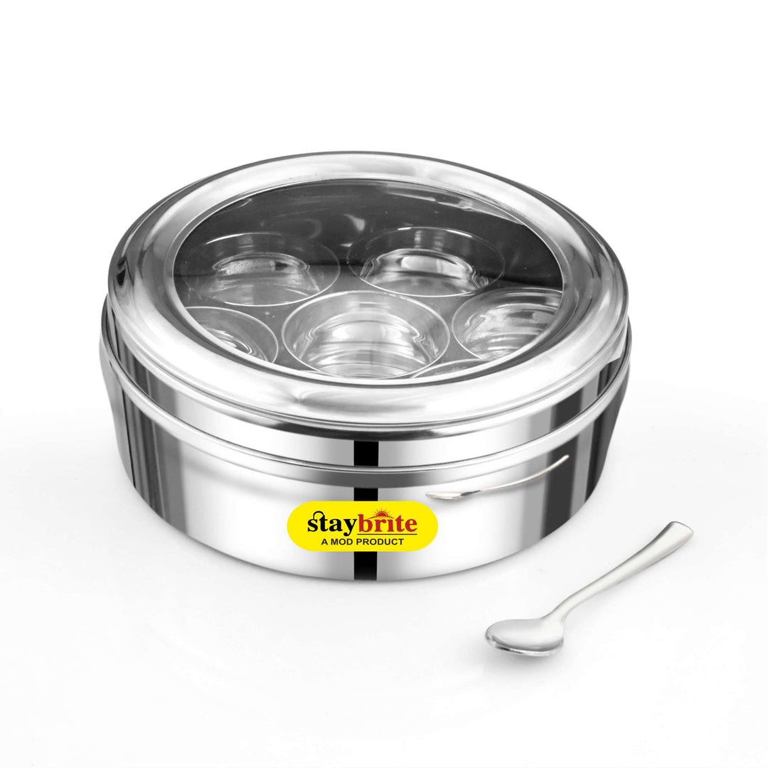 Staybrite Stainless Steel See Through Masala Box | Spice Box for Kitchen