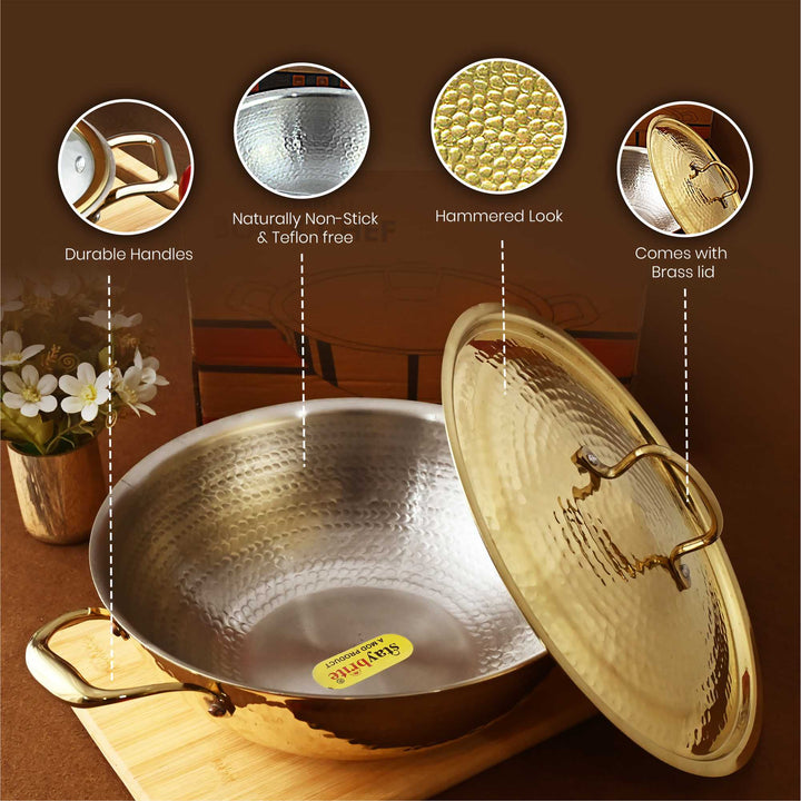 Brass Lid Kadhai – Traditional Indian Wok with Brass Lid | Staybrite Cookware