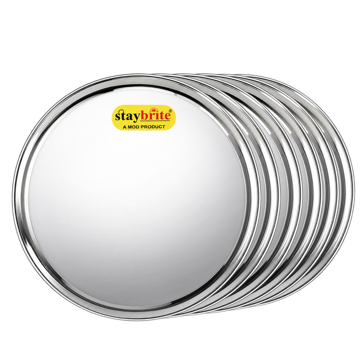 Staybrite Stainless Steel Kanchan Begi Plate Set of 6 | Dinner Plate Set