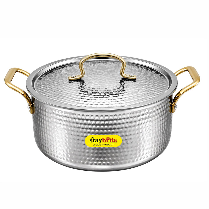 Triply Hammered  Stock Pot | 3-Ply Stainless Steel Stock Pot for Even &amp; Healthy Cooking