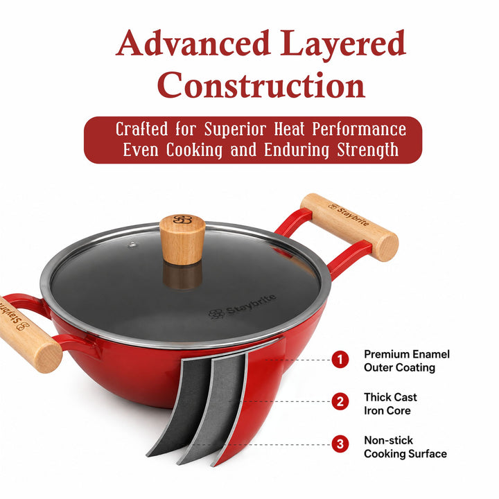Cast Craft Platinum Kadai, 24 cm for Everyday Kitchen Use