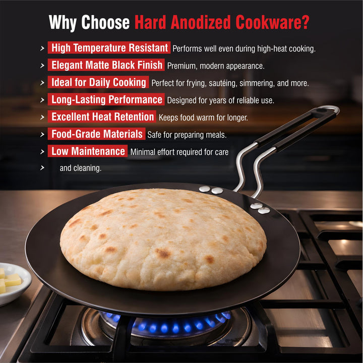 Staybrite Hard Anodized Roti Tawa | Extra Heavy Tawa for Soft Rotis