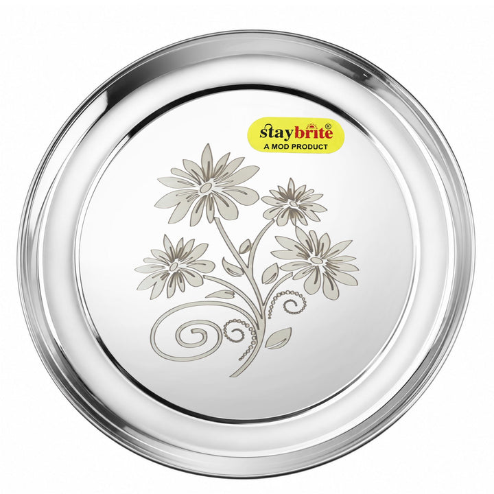 Staybrite Stainless Steel Rajbhog Plate Set of 6 | Dinner Plate Set