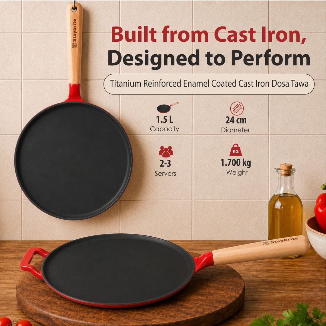 Cast Craft Platinum 28 cm Tawa, Durable &amp; Easy Cooking