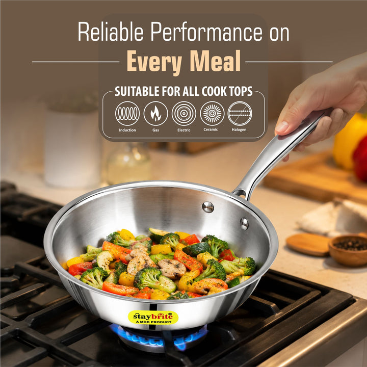 Triply Frypan – 3-Ply Stainless Steel Fry Pan for Healthy, Even &amp; Oil-Efficient Cooking