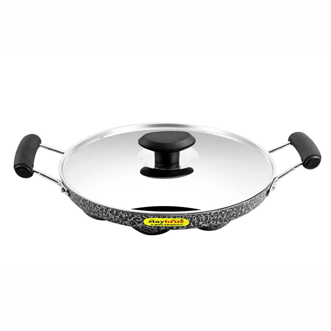 Staybrite Non-Stick Appam Pan with Steel Lid 20 CM | Appam Maker