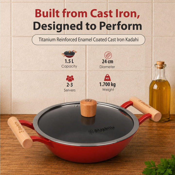 Cast Craft Platinum Kadai, 24 cm for Everyday Kitchen Use