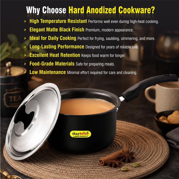 Staybrite Hard Anodized Saucepan | Premium Cooking Pan
