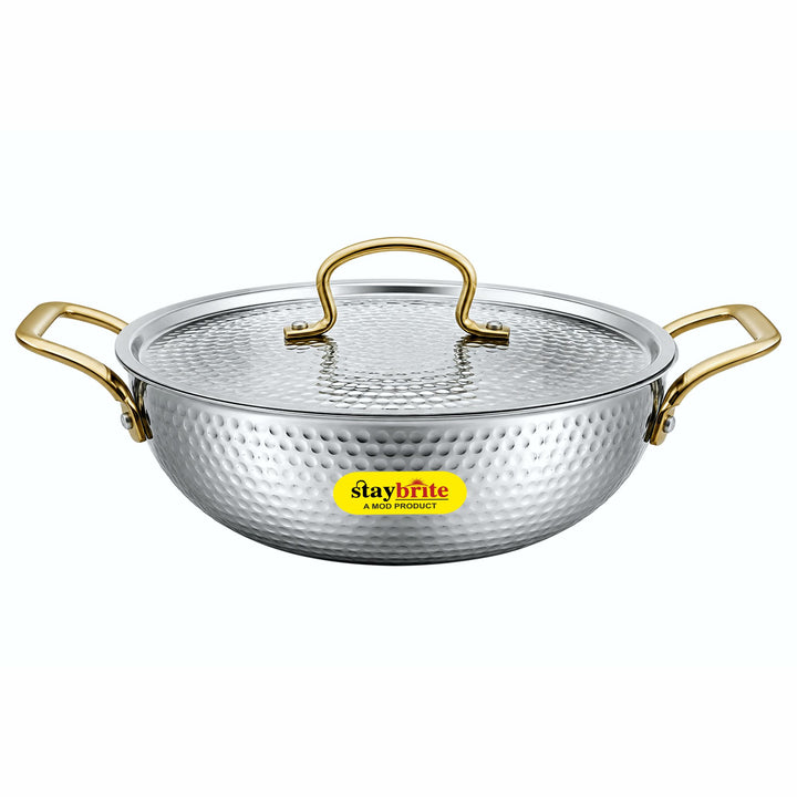Triply Mathar Kadai with Hammered Lid | 3-Ply Stainless Steel Kadai