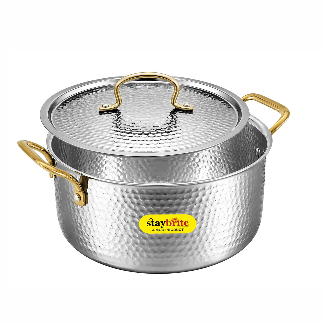Triply Hammered  Stock Pot | 3-Ply Stainless Steel Stock Pot for Even &amp; Healthy Cooking