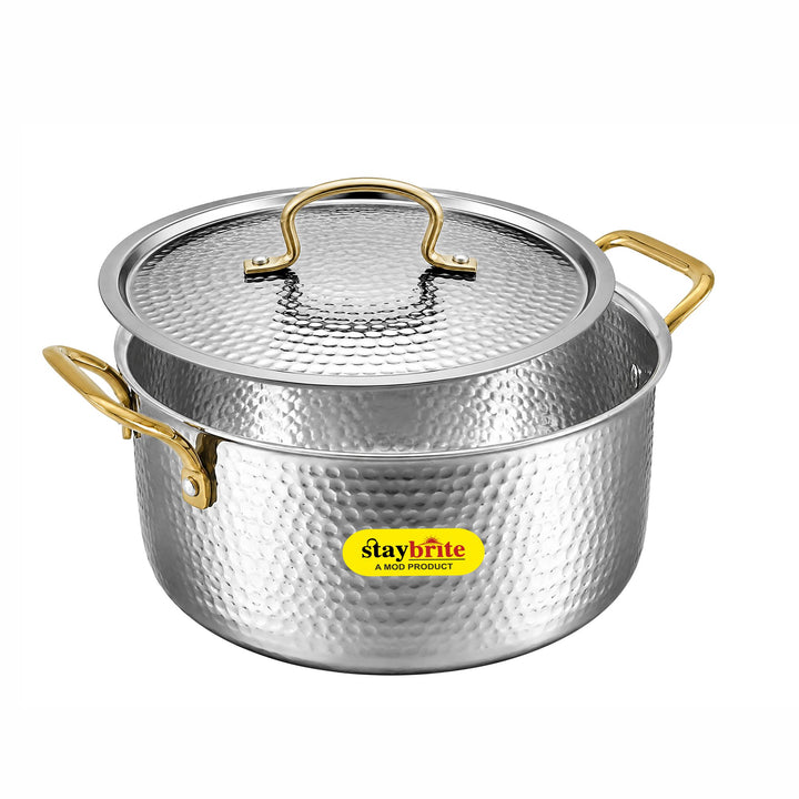 Triply Hammered  Stock Pot | 3-Ply Stainless Steel Stock Pot for Even &amp; Healthy Cooking