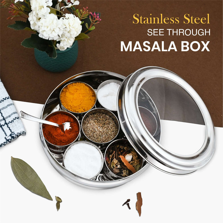 Staybrite Stainless Steel See Through Masala Box | Spice Box for Kitchen