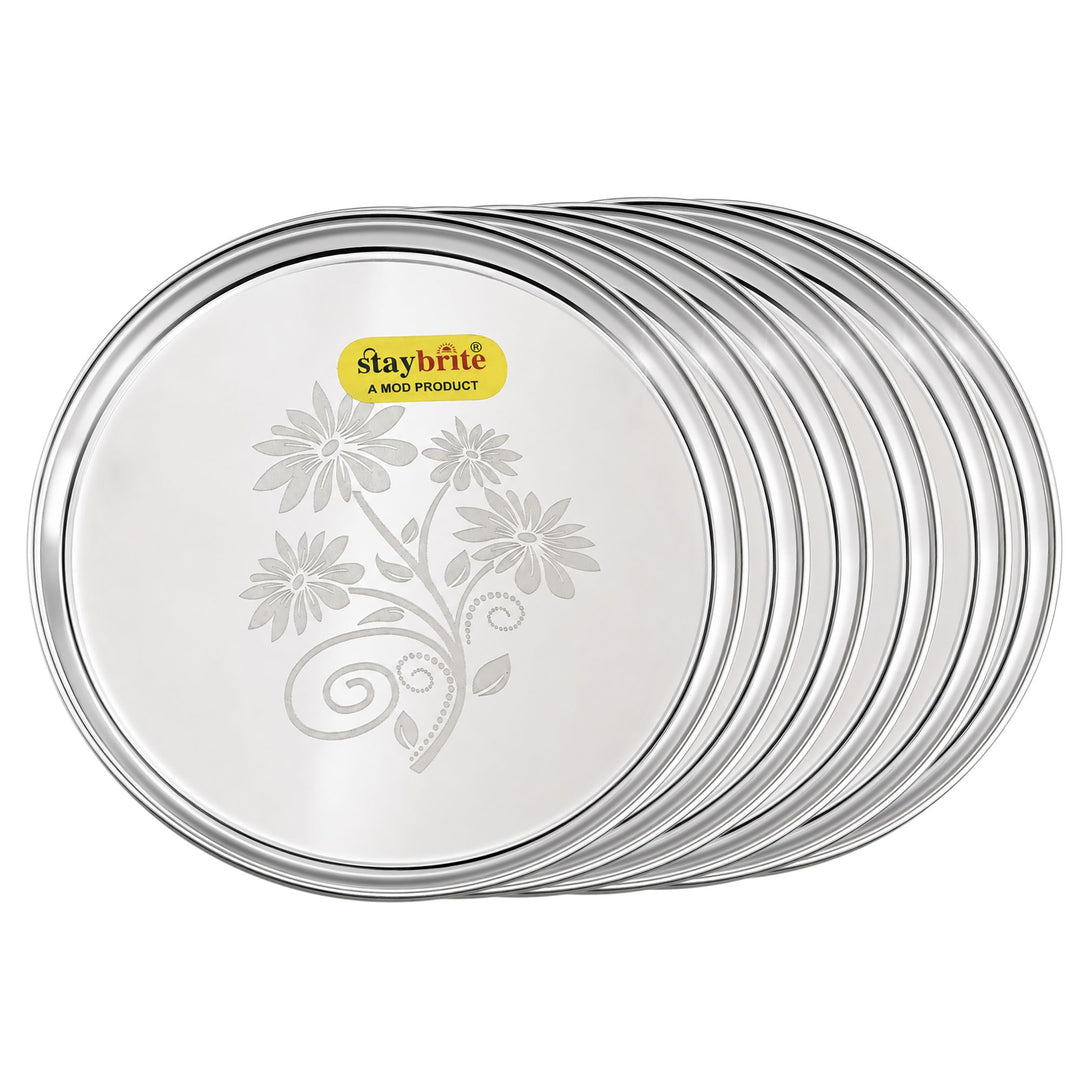 Staybrite Stainless Steel NP Breading Thali Set of 6 | Dinner Thali Set