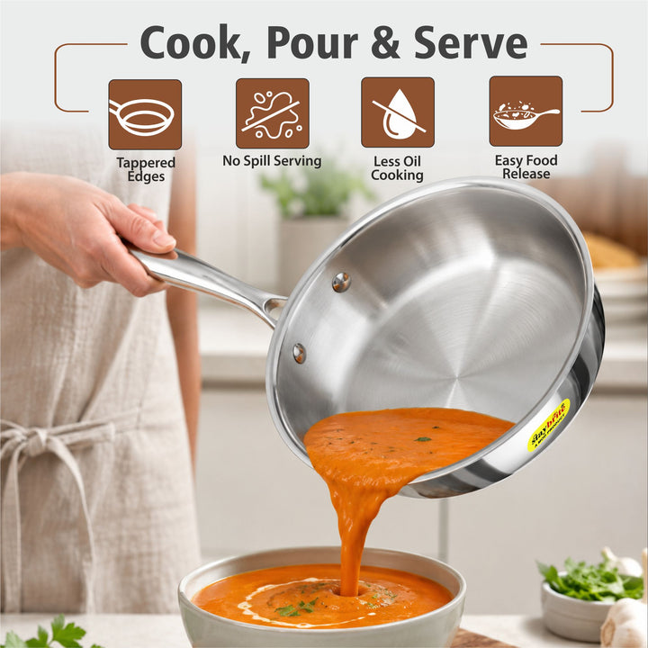 Triply Frypan – 3-Ply Stainless Steel Fry Pan for Healthy, Even &amp; Oil-Efficient Cooking
