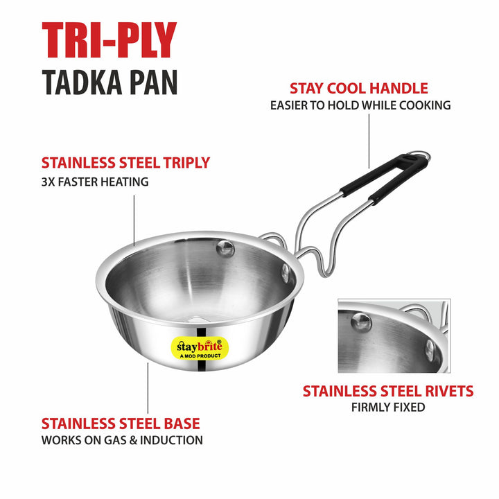 Triply Tadka Pan 2.5 mm – 3-Ply Stainless Steel Tadka Pan for Quick &amp; Even Tempering