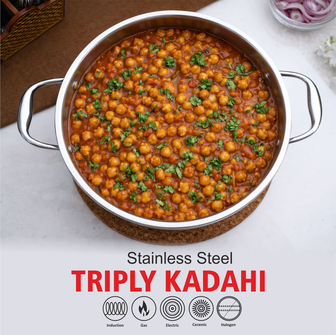 Triply Kadai | 3-Ply Stainless Steel for Even Heat Cooking