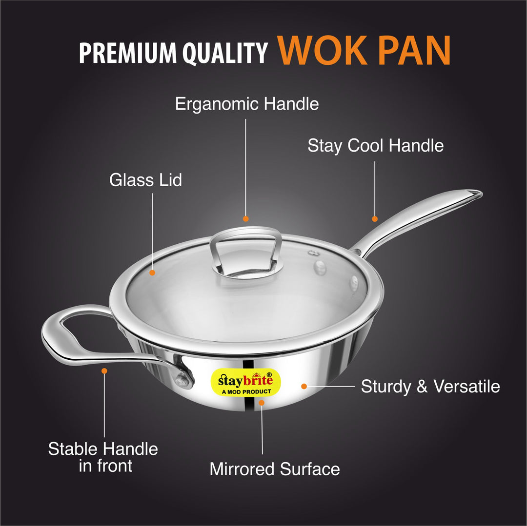 Triply Wok Pan | Multi-Cooktop Compatible Stainless Steel