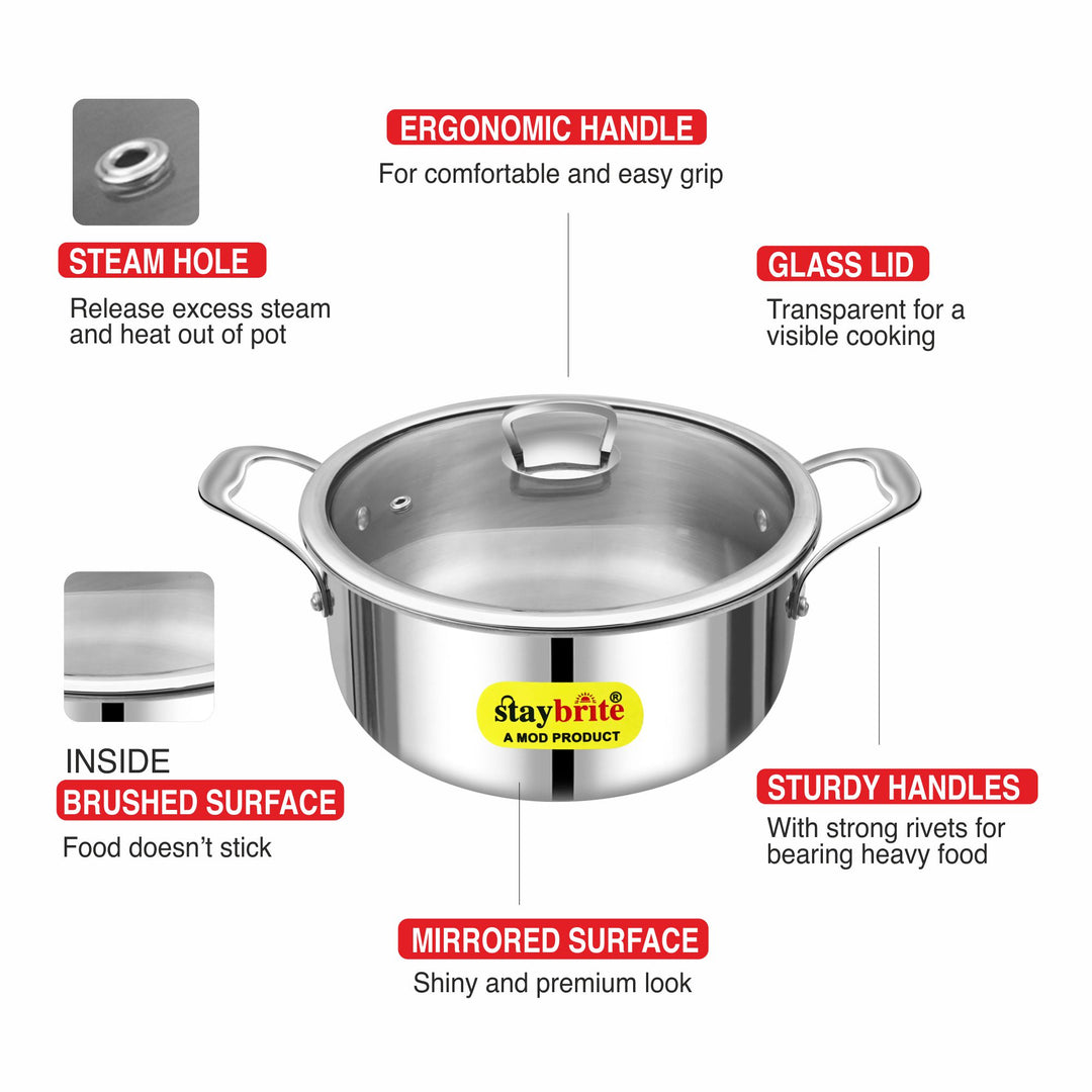 Triply Stock Pot – 3-Ply Stainless Steel Stock Pot for Even Heating &amp; Large-Batch Cooking