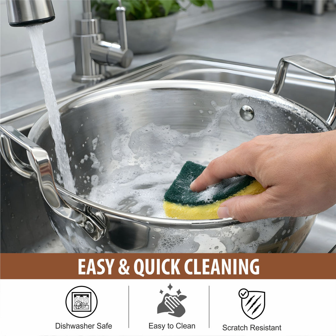 Triply Deep Kadai | 3-Ply Stainless Steel for Even Heat Cooking