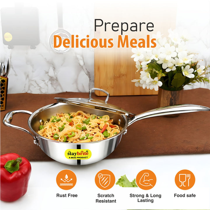 Triply Wok Pan | Multi-Cooktop Compatible Stainless Steel