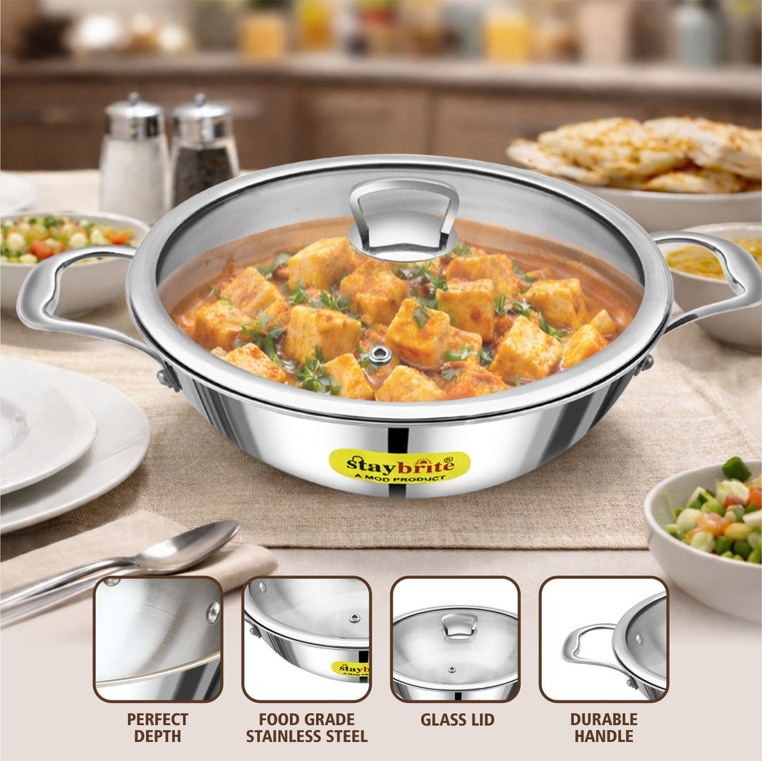 Triply Kadai | 3-Ply Stainless Steel for Even Heat Cooking