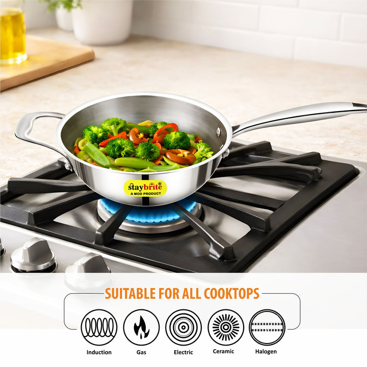Triply Wok Pan | Multi-Cooktop Compatible Stainless Steel