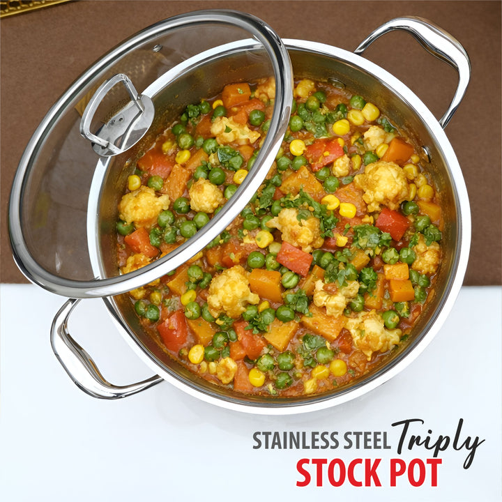 Triply Stock Pot – 3-Ply Stainless Steel Stock Pot for Even Heating &amp; Large-Batch Cooking