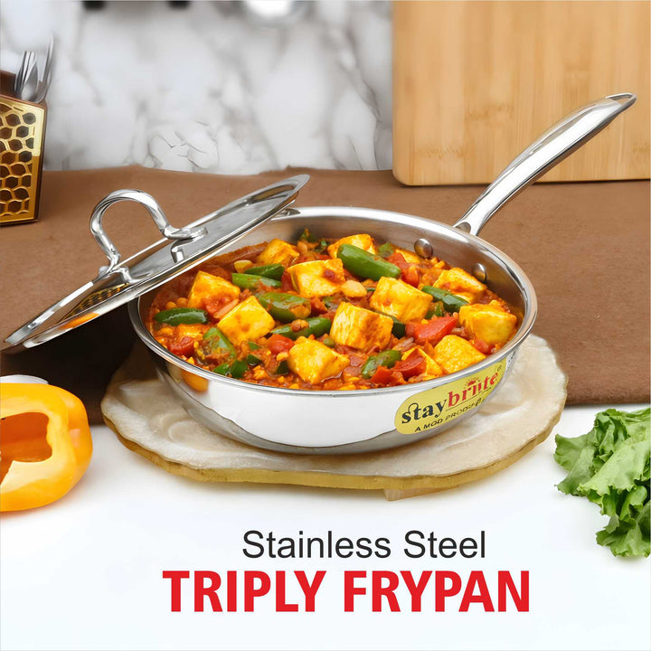 Triply Frypan – 3-Ply Stainless Steel Fry Pan for Healthy, Even &amp; Oil-Efficient Cooking