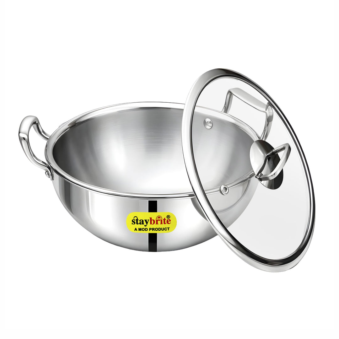 Triply Deep Kadai | 3-Ply Stainless Steel for Even Heat Cooking