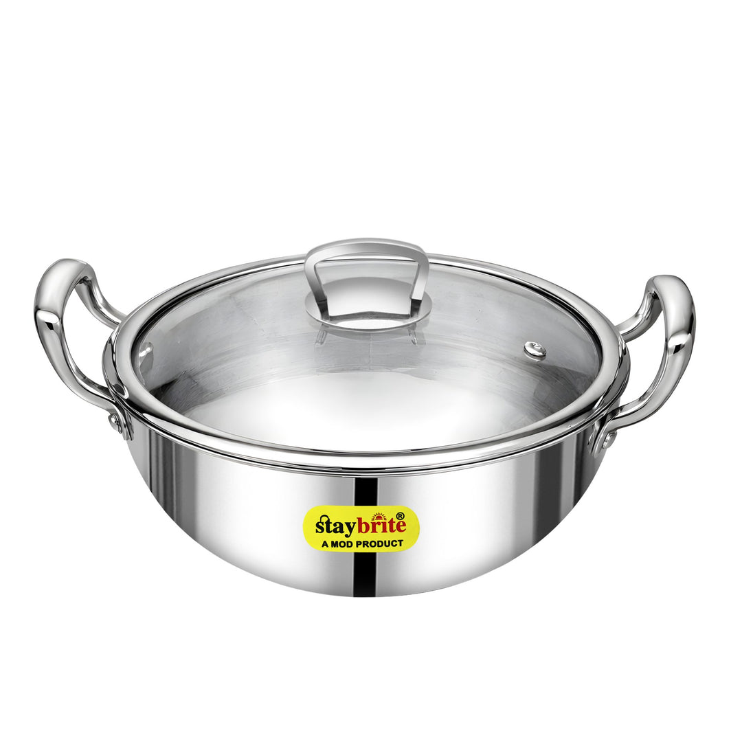 Triply Deep Kadai | 3-Ply Stainless Steel for Even Heat Cooking