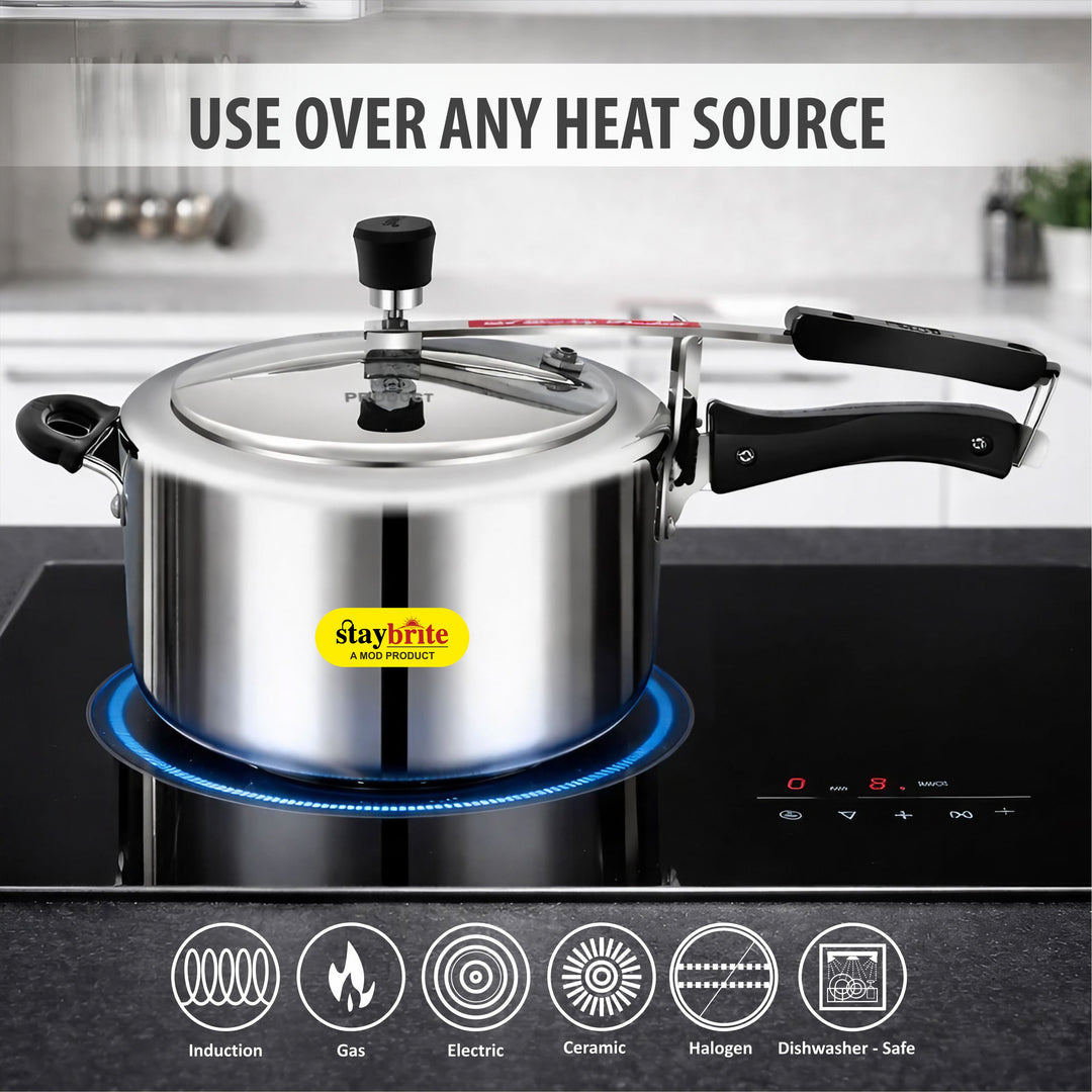Staybrite Triply Classic Pressure Cooker | Tri-Ply Stainless Steel Outer Lid
