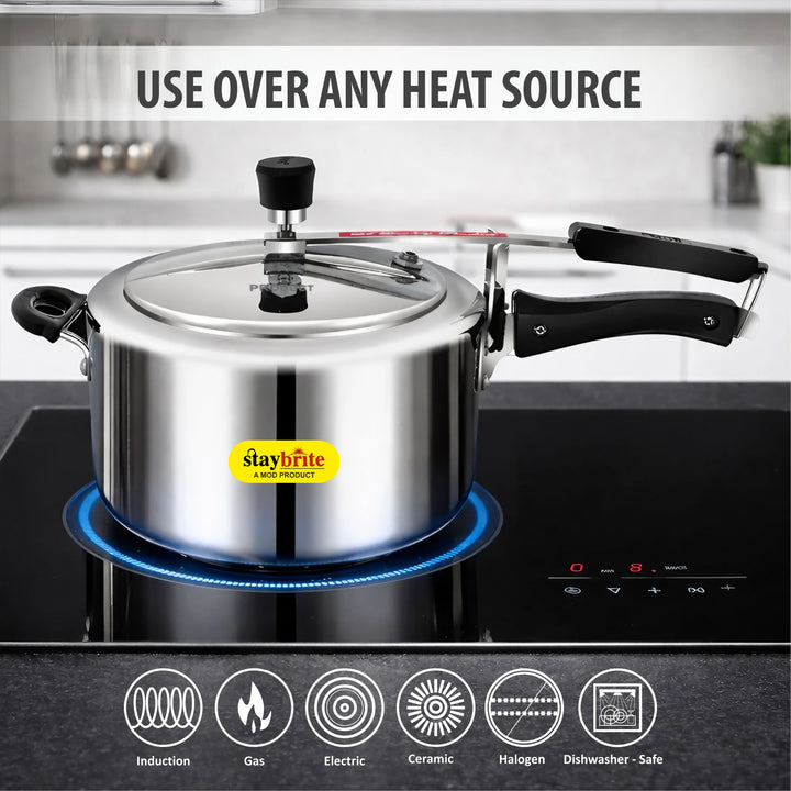Staybrite Triply Classic Pressure Cooker | Tri-Ply Stainless Steel Outer Lid