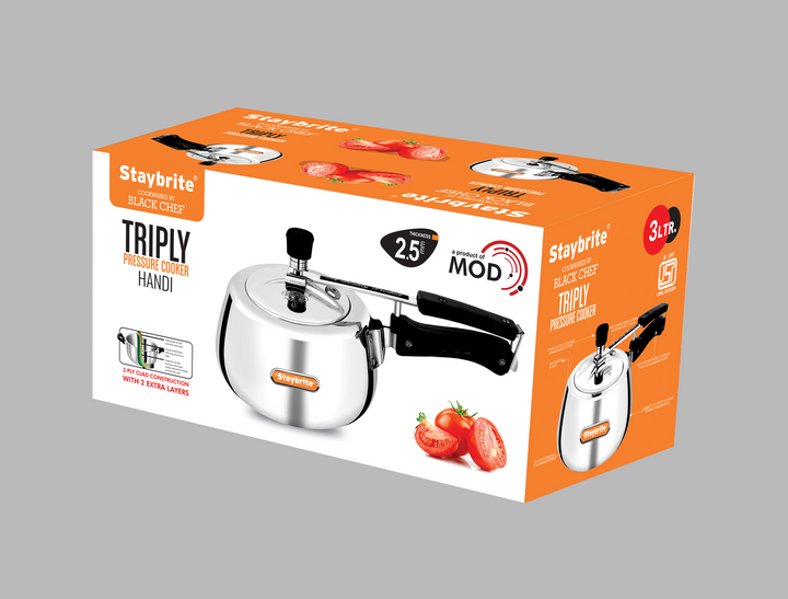Triply Handi Pressure Cooker | Tri-Ply Stainless Steel Handi-Style Cooker for Fast &amp; Healthy Cooking | Induction &amp; Gas Compatible